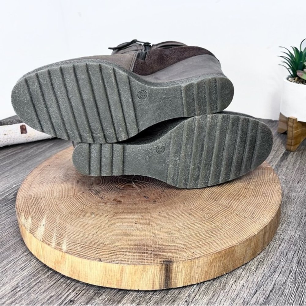 * Miz Mooz Brown Leather Wedge Ankle Booties | Narcissa Strap Boot | EU 38/7.5-8 - Picture 13 of 15